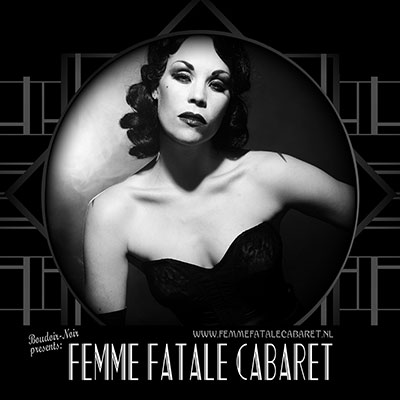 Irresistible women, mysterious and seductive vamps, determined rebels, contemporary amazones...
Xarah von den Vielenregen (Boudoir Noir) presents the Femme Fatale Cabaret:
get attracted by an aura of charm and mystery, timeless style and beauty.
Get your little black dress out of the closet and celebrate with us sensual & powerful seduction!
Femme Fatale has always been an archetypal character of literature, art and film.
The original meaning of a “femme fatale” is at least as old as humanity itself.
The symbol of a seductive, immoral female figure first appeared in the primal story of Adam and Eve.
The femme fatale motive runs like a golden thread in various literary works
(Loreley by Heinrich Heine or Oscar Wilde’s Salome) to the conscious,
vital personification in a number of film works:
This myth already appeared in the silent film era from the 1920s.
Actresses like Theda Bara, Gloria Swanson and Marlene Dietrich served as cinematic mothers
who broke with the conventional stereotypes of one-dimensional, needy women with dependence on the man,
b y showing more depth and sophistication.
The peak of the personification of a strong woman was reached in the film noir era from the 1940s
in which the term “femme fatale” was officially recognized as the epitome of
a manipulative, cold-blooded and sexual self-determining attitude.
Probably at no other time in Hollywood have more profound women’s roles ever been created. 

